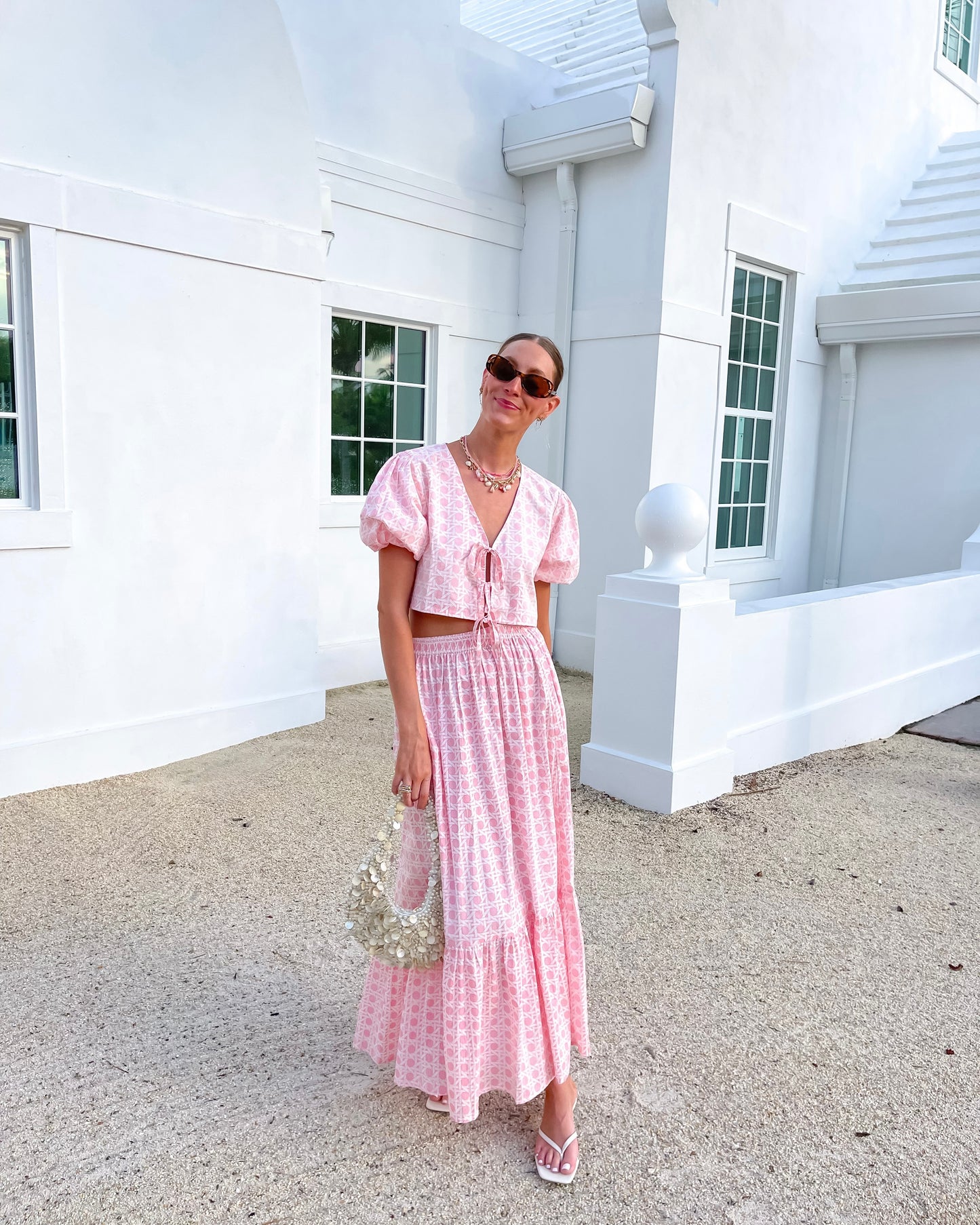 Tie Puff Sleeve Maxi Skirt Set - Rosie Cane