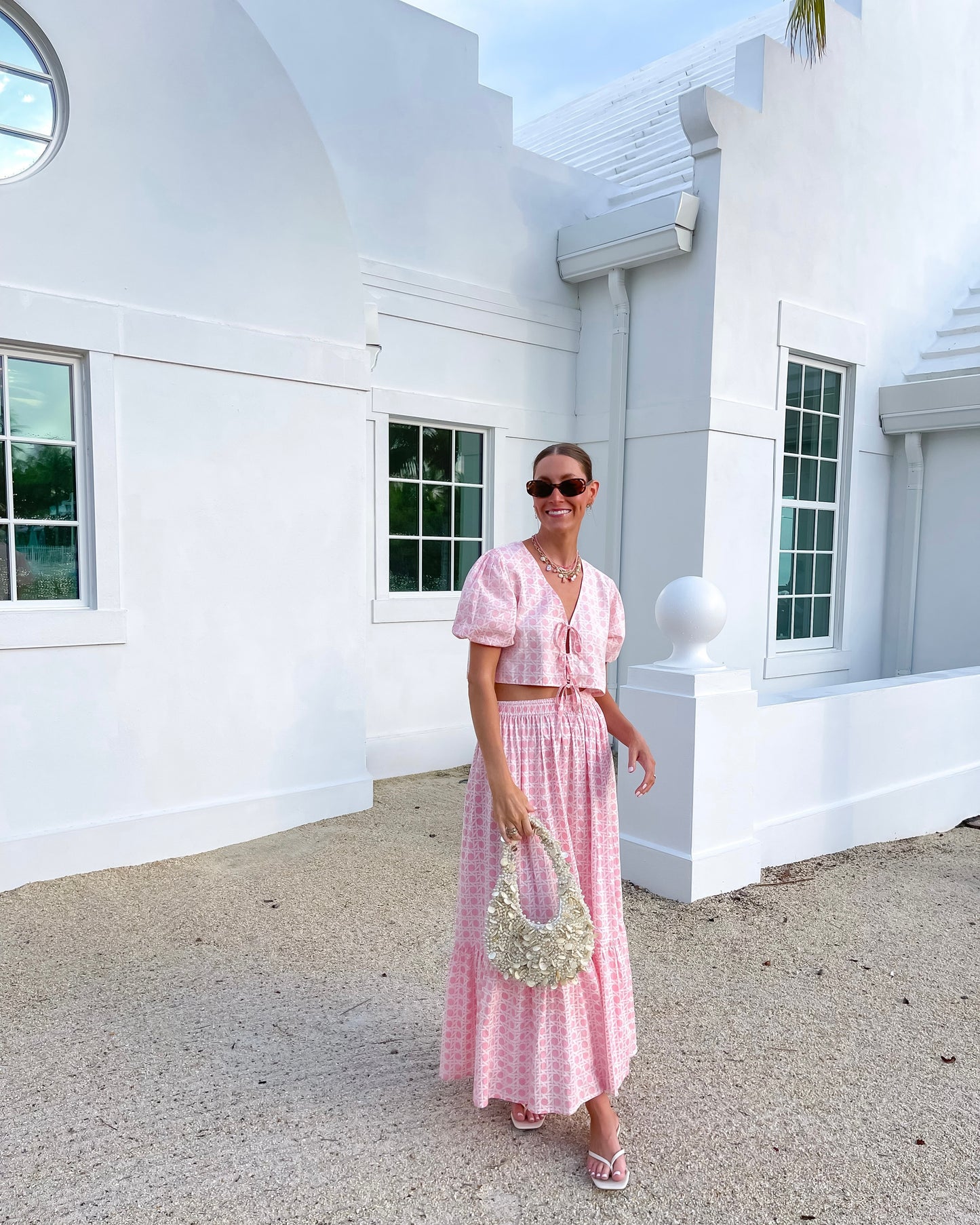 Tie Puff Sleeve Maxi Skirt Set - Rosie Cane