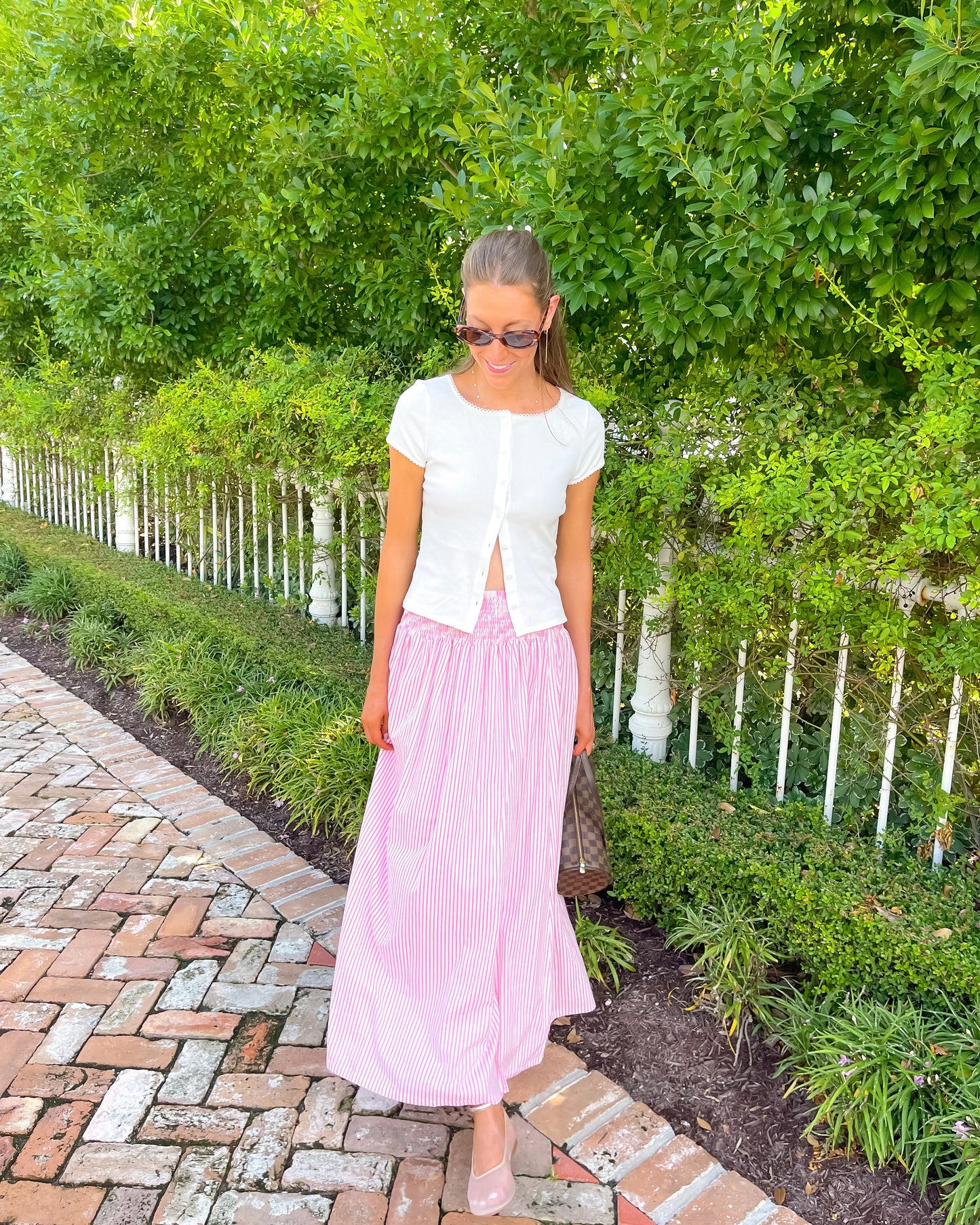 Smocked Skirt - Vintage Blush Stripe