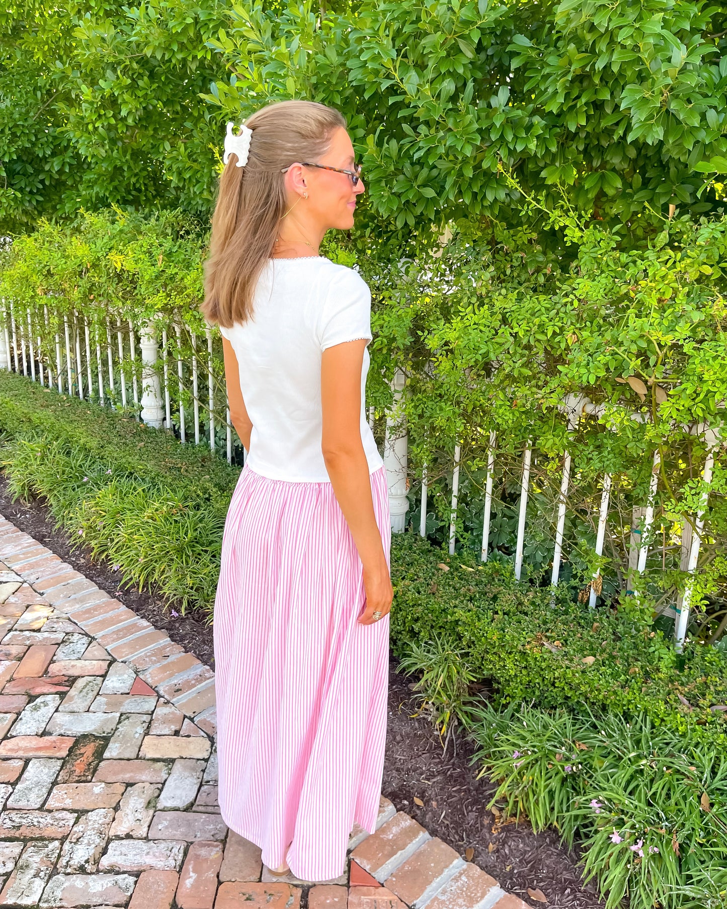 Smocked Skirt - Vintage Blush Stripe
