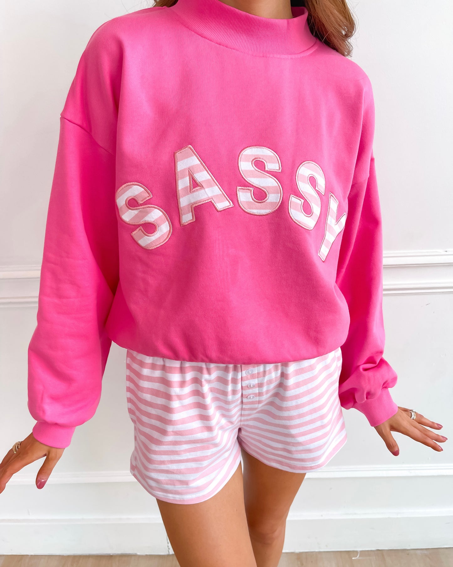 Striped Button Shorts - Ballet Stripe