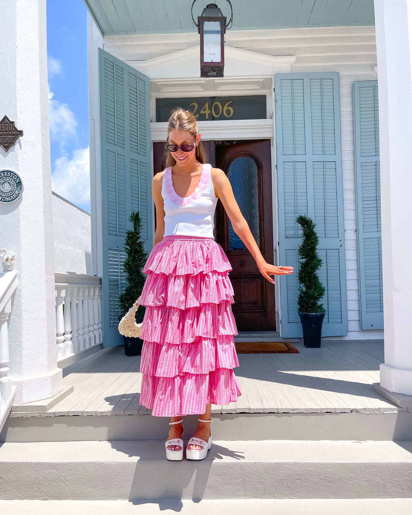 Ruffle Skirt - Rosy Stripe