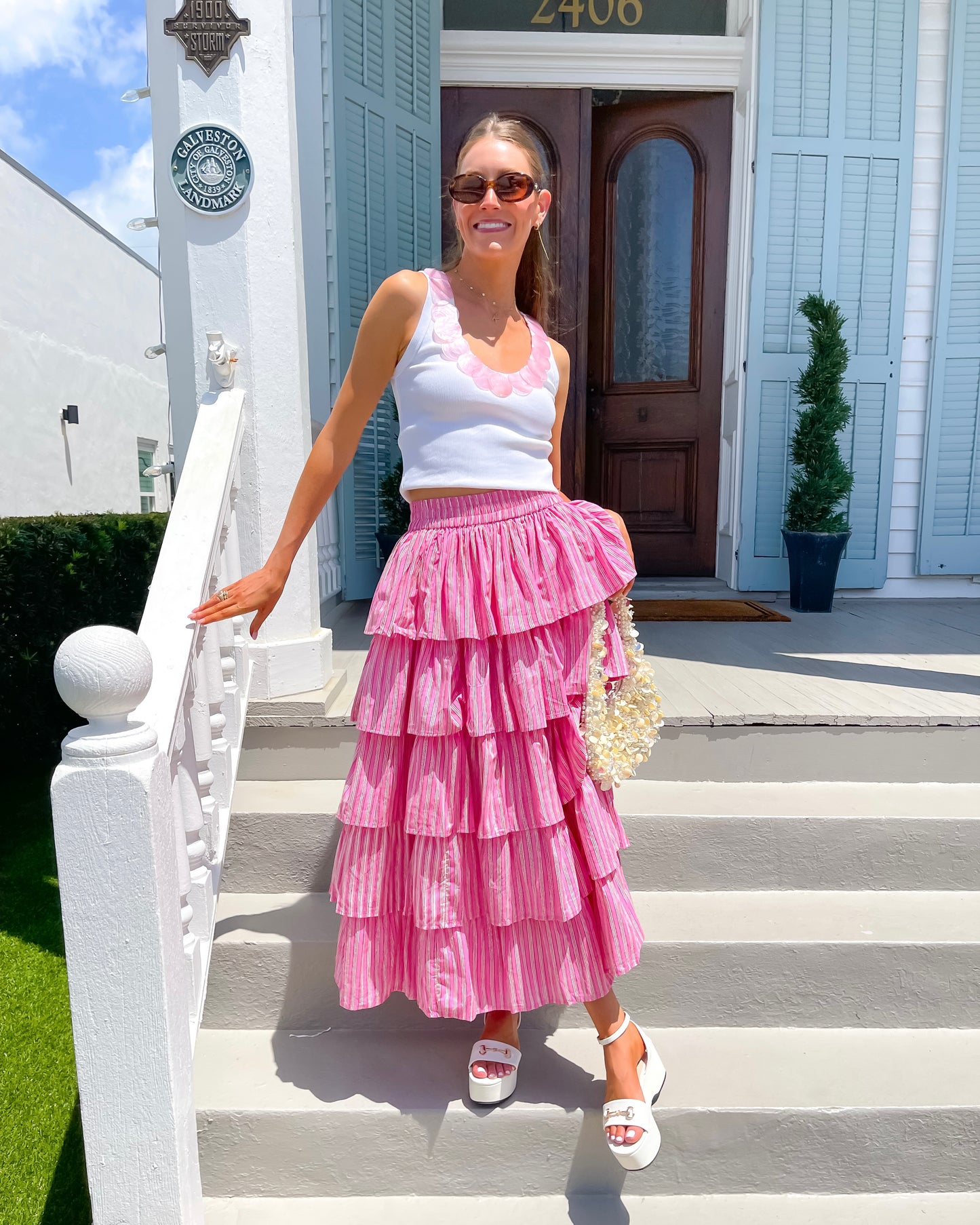 Ruffle Skirt - Rosy Stripe