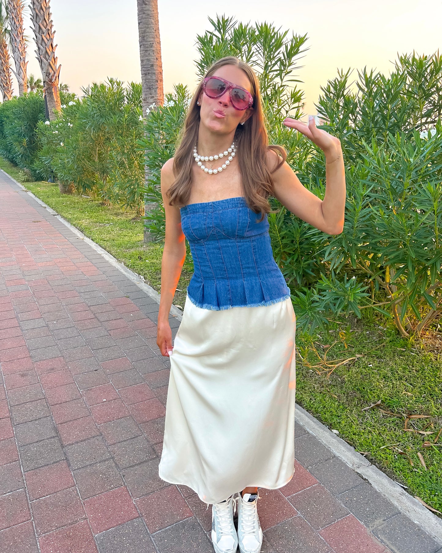 Denim Flare Tube Top