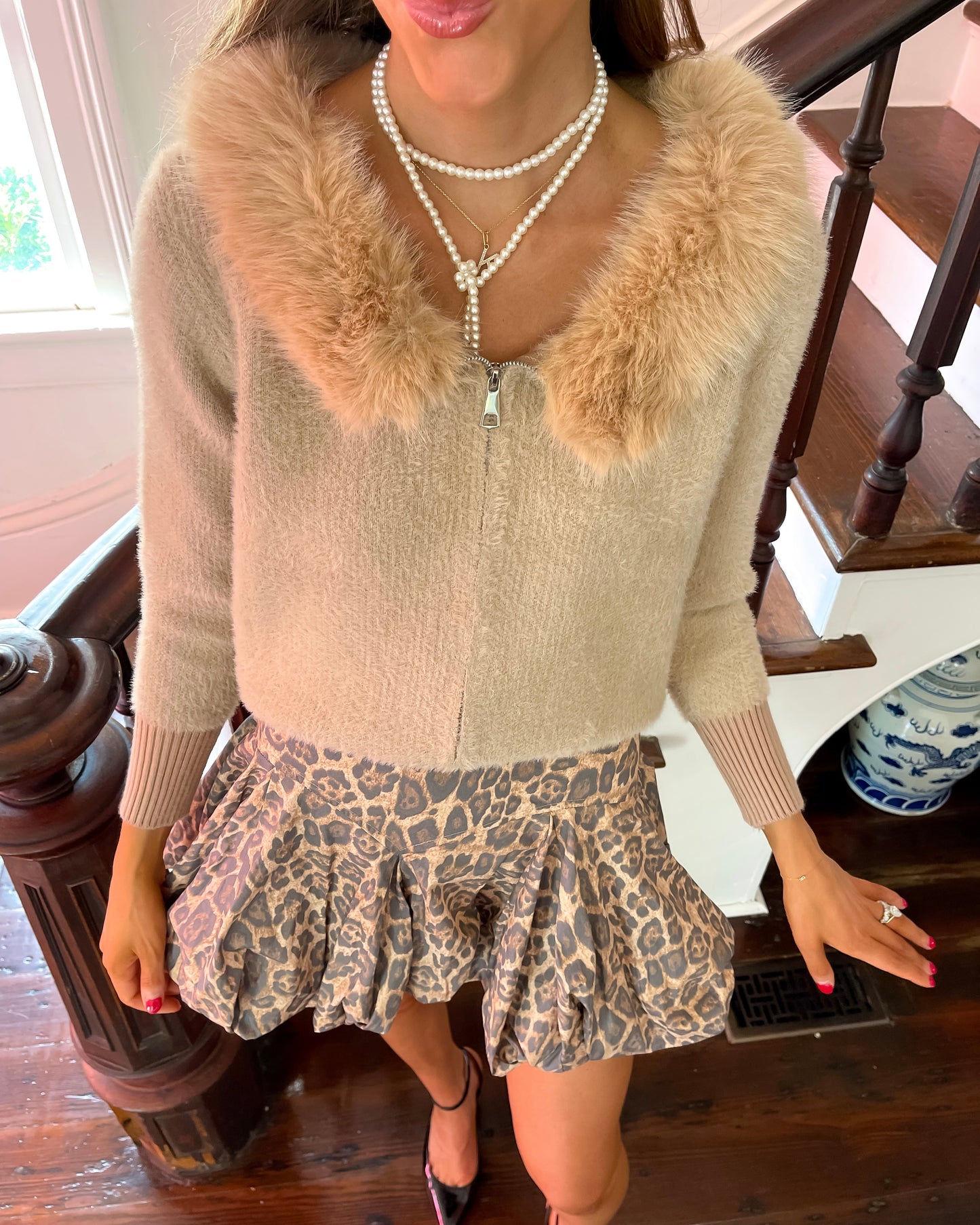 Mocha Fur Zip