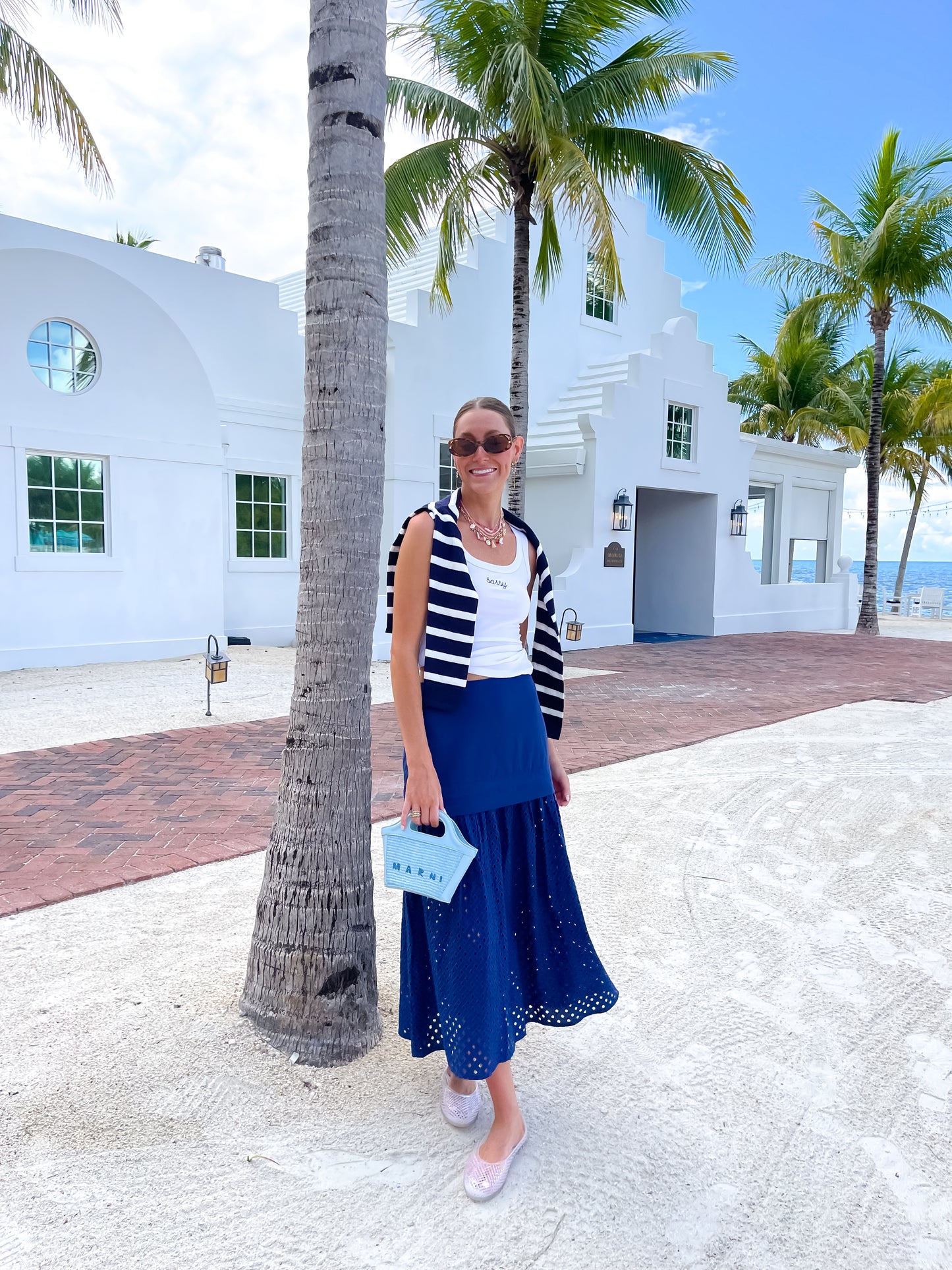 Navy Tide Eyelet SKIRT
