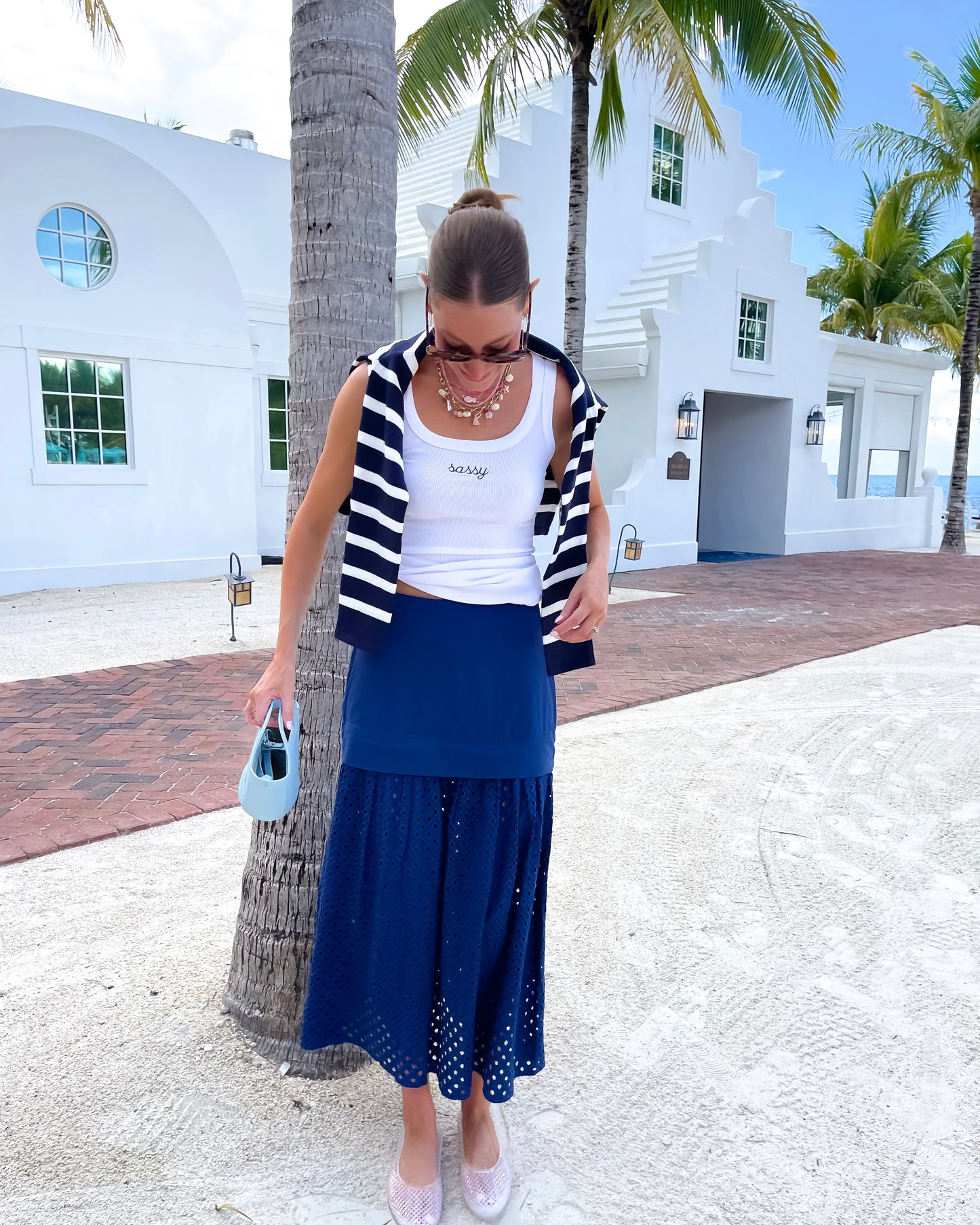 Navy Tide Eyelet SKIRT