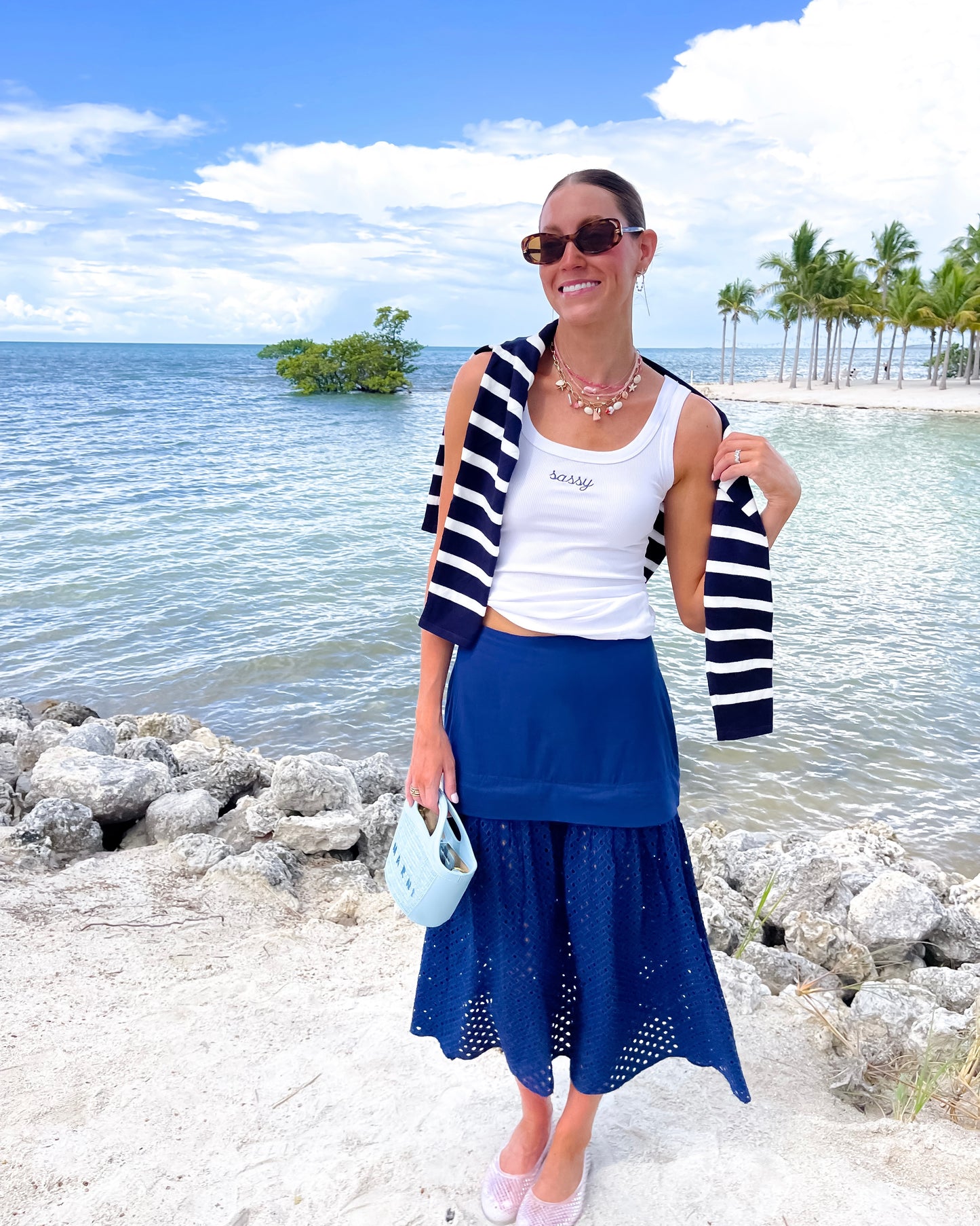 Navy Tide Eyelet SKIRT