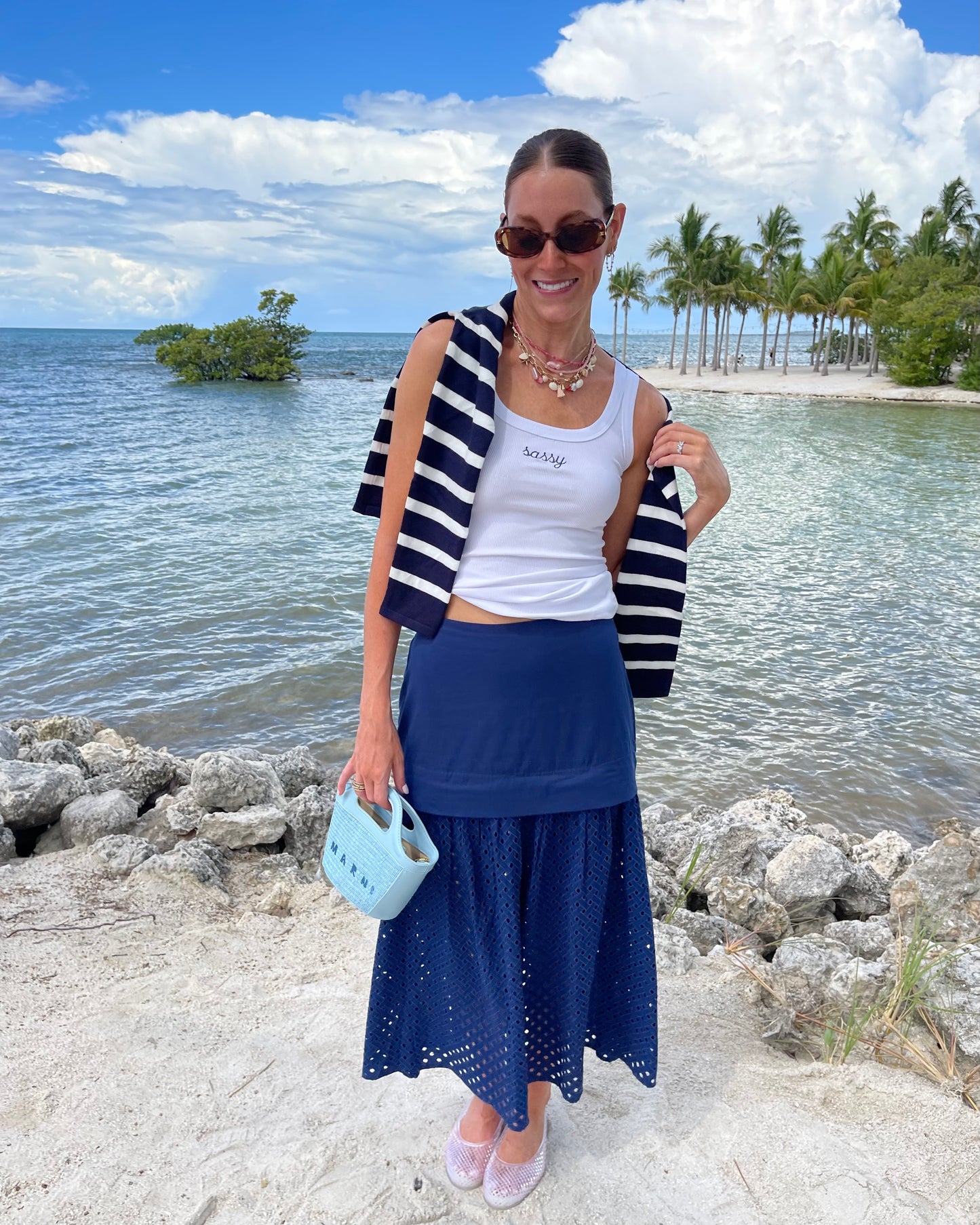 Navy Tide Eyelet SKIRT