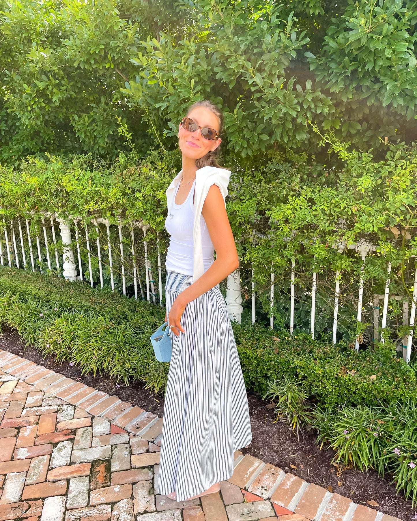 Smocked Skirt - Midnight Stripe