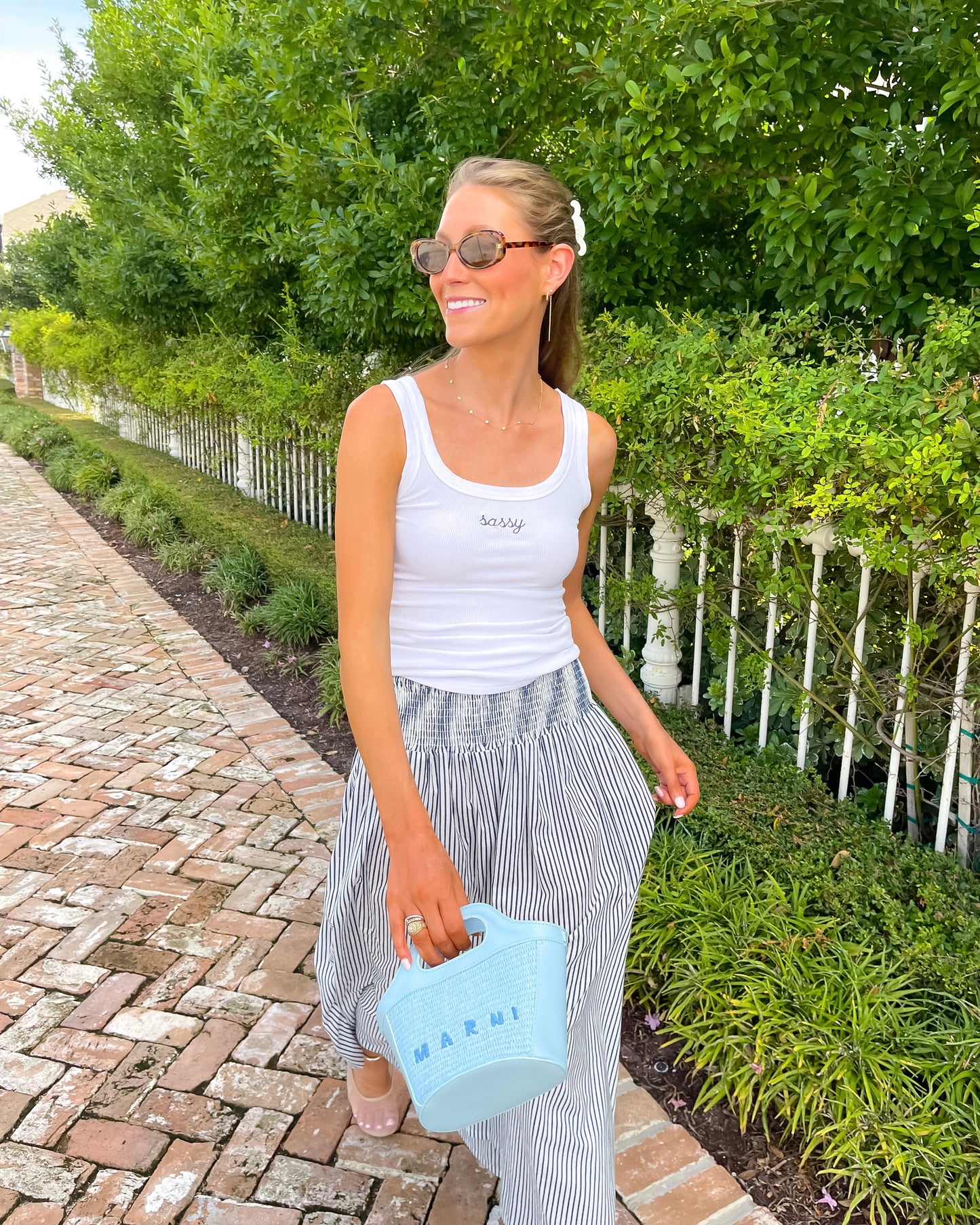 Smocked Skirt - Midnight Stripe