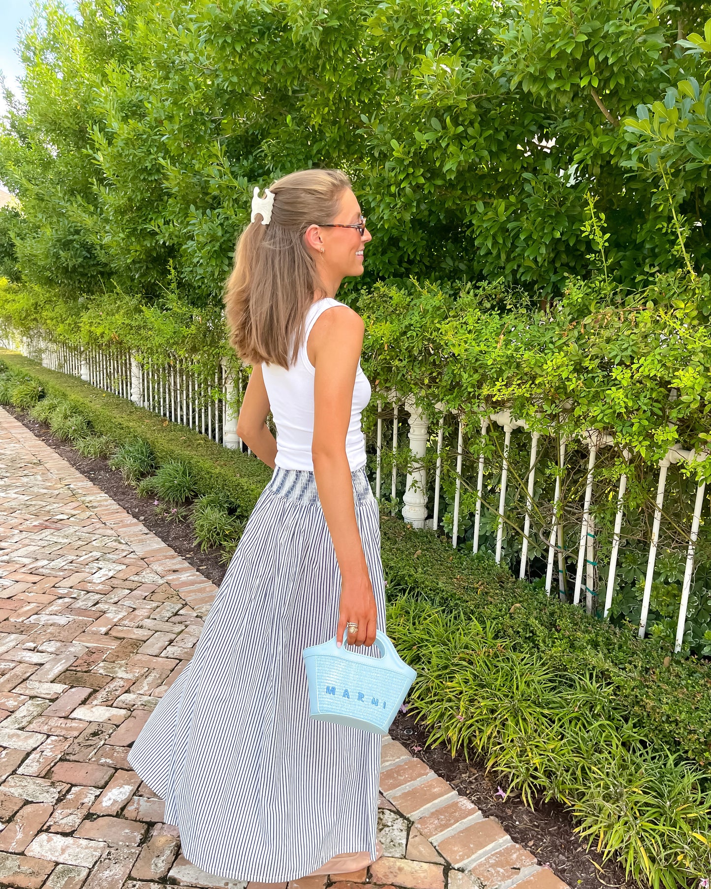 Smocked Skirt - Midnight Stripe