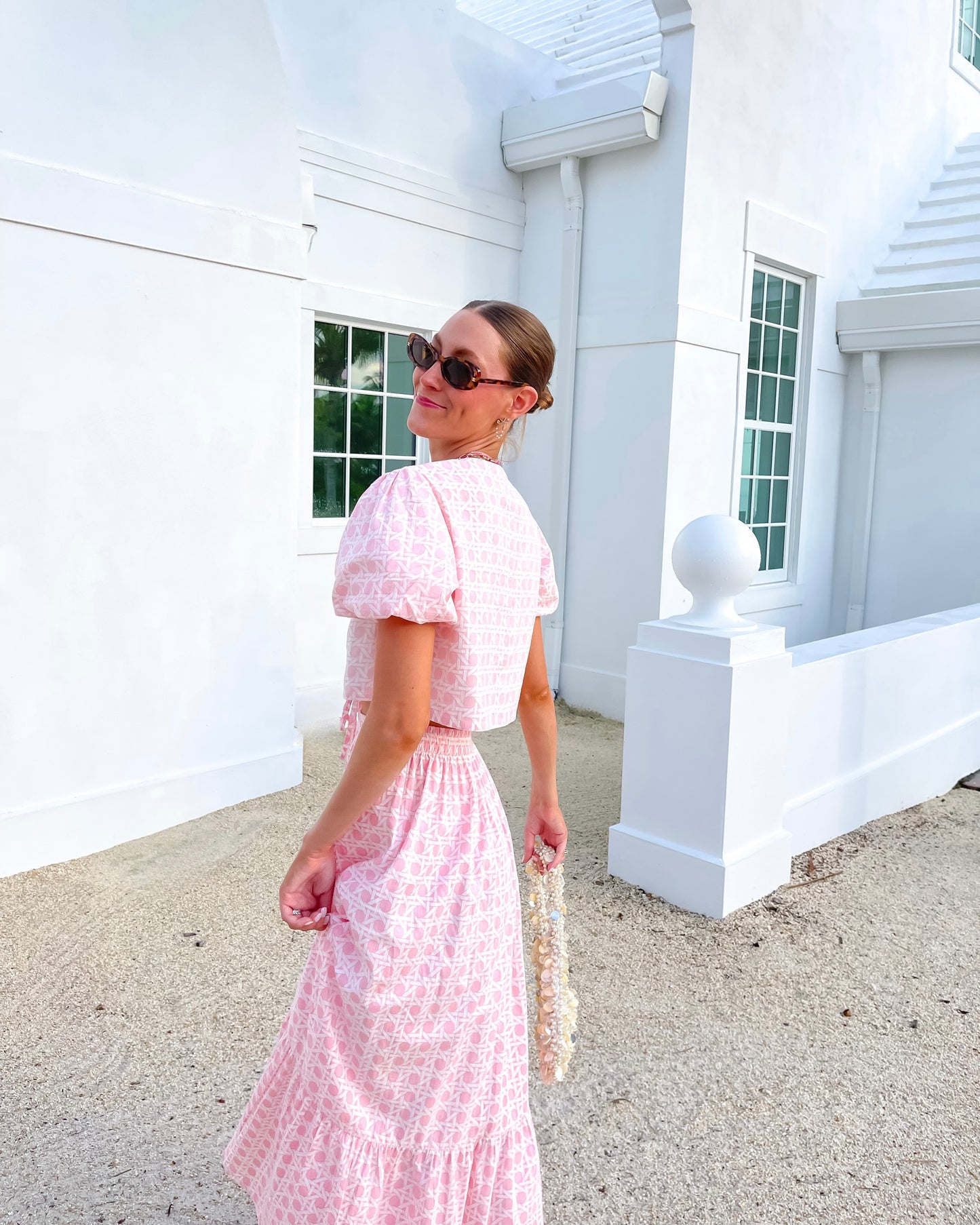 Tie Puff Sleeve Maxi Skirt Set - Rosie Cane