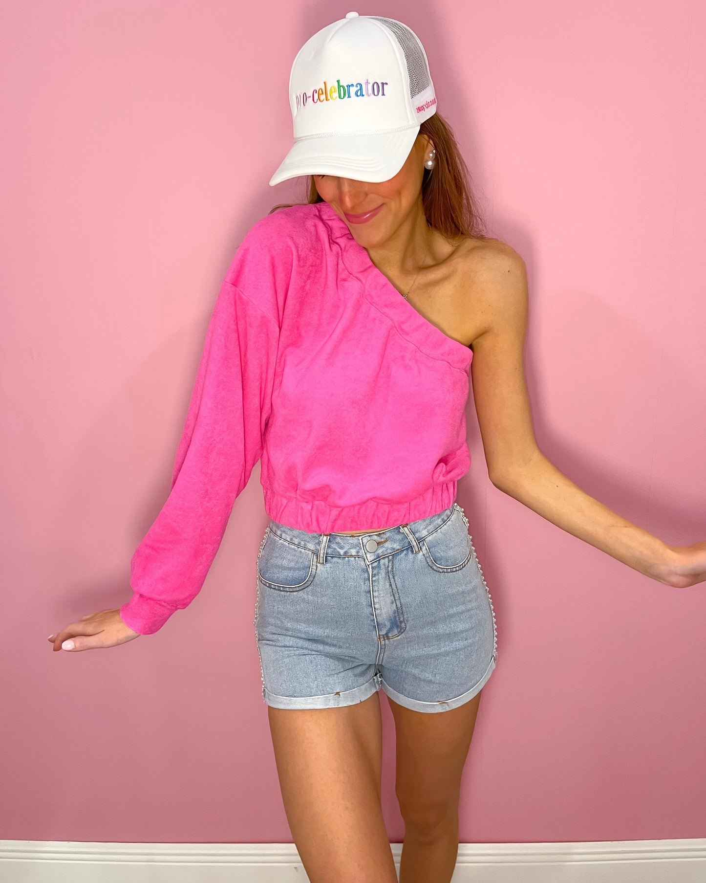 Candy Pink One Shoulder