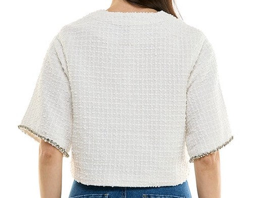 White Tweed Top