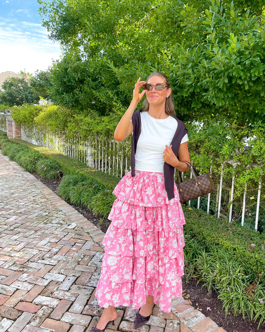 Ruffle Skirt - Rosewood Charm