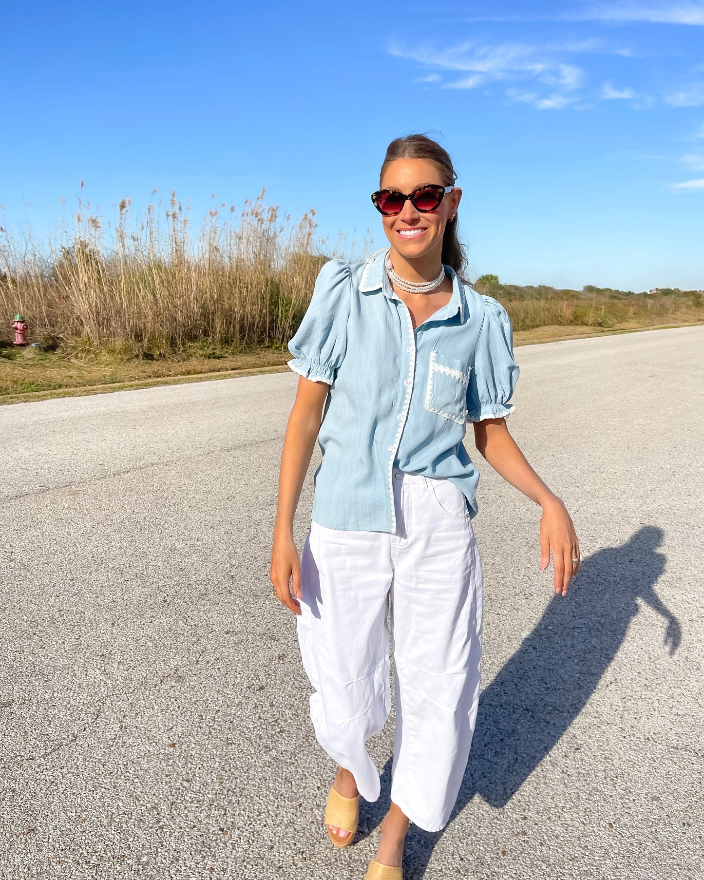 Charming Chambray Top