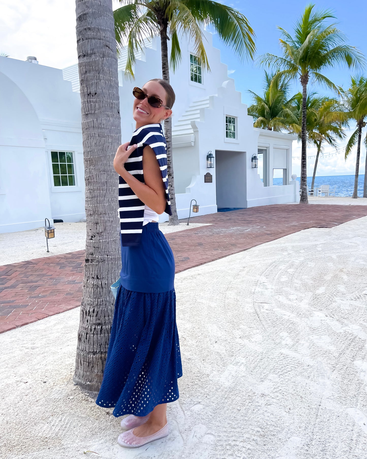 Navy Tide Eyelet SKIRT