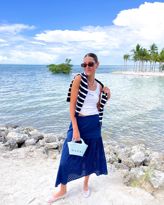 Navy Tide Eyelet SKIRT