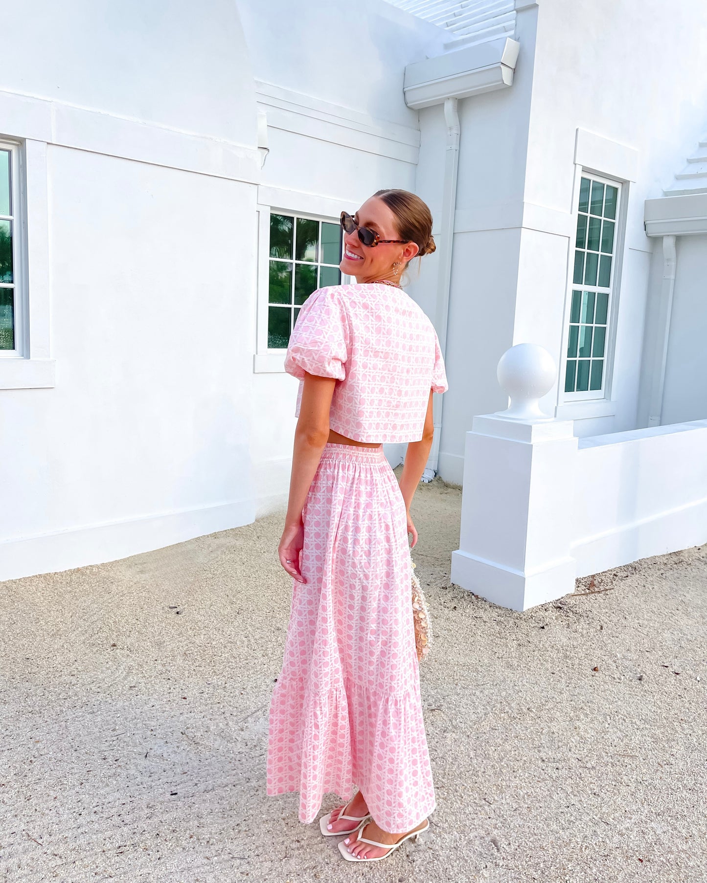 Tie Puff Sleeve Maxi Skirt Set - Rosie Cane