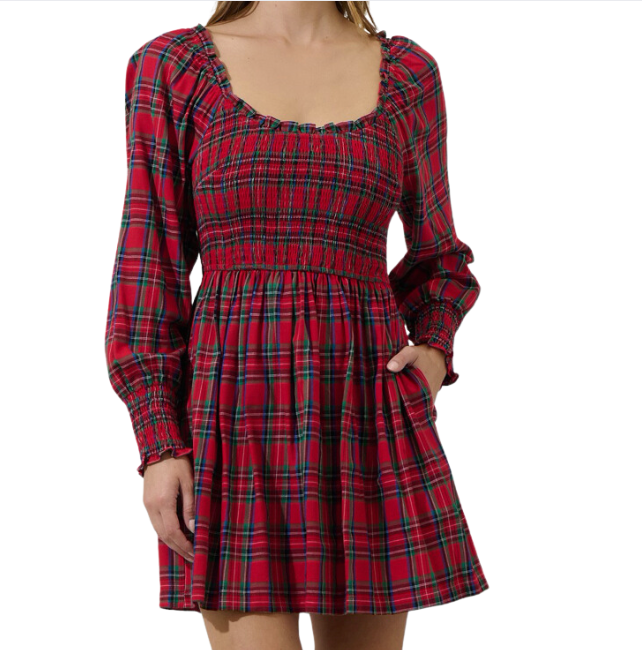 Christmas Plaid Smock Mini