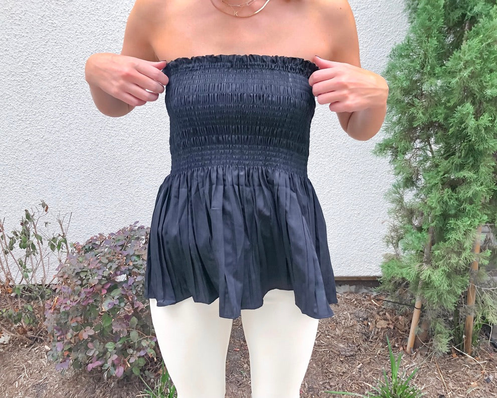 Black smocked best sale tube top